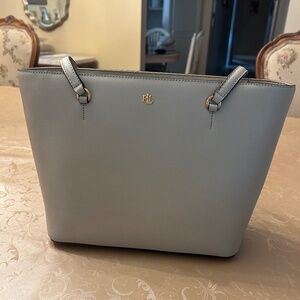 Ralph Lauren medium size birch tan cross hatch tote